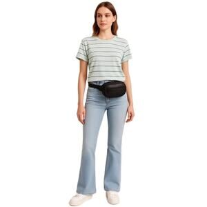 A New Day Mint Green Striped Linen‎ Blend Tee | Size Medium